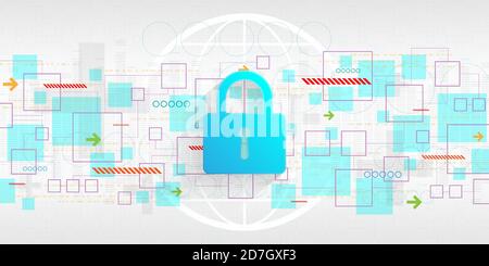 Vector background secure digital security system. Stock Vector