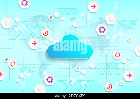 Cloud interface that shows data uploading to the internet. Stock Vector