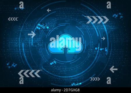Cloud interface that shows data uploading to the internet. Stock Vector