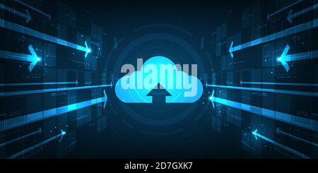 Cloud interface that shows data uploading to the internet. Stock Vector