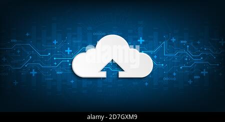 Cloud interface that shows data uploading to the internet. Stock Vector