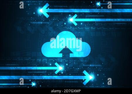 Cloud interface that shows data uploading to the internet. Stock Vector