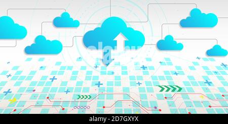 Cloud interface that shows data uploading to the internet. Stock Vector