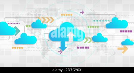 Cloud interface that shows data uploading to the internet. Stock Vector
