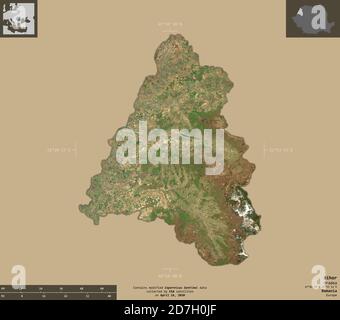 Bihor, county of Romania. High resolution satellite map. Locations of ...