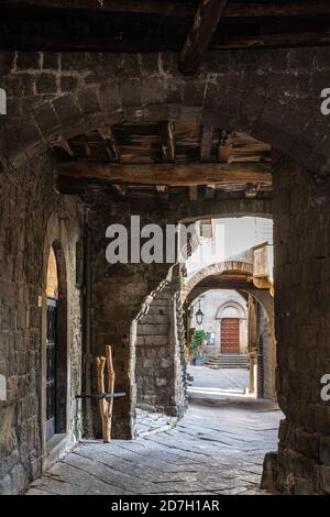 Medieval alleys in Viterbo, an ancient town in Lazio. Stock Photo