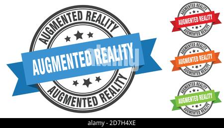 augmented reality stamp. round band sign set. ribbon label Stock Vector