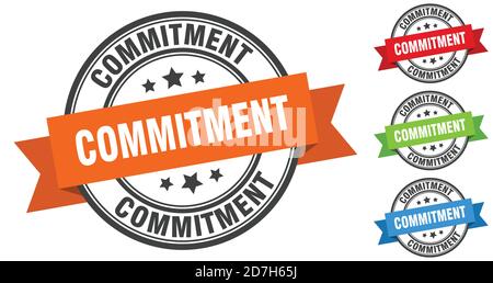 commitment stamp. round band sign set. ribbon label Stock Vector