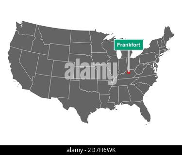 Frankfort city limit sign and map of USA Stock Photo