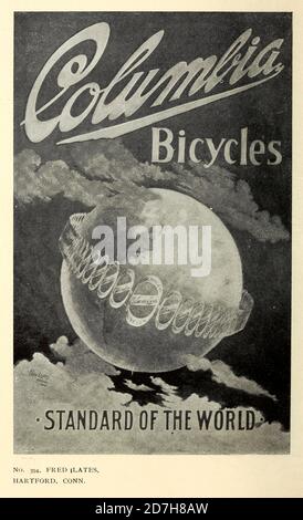 Exhibition of Columbia bicycle art poster designs by Pope Manufacturing Company, Boston in 1896. These posters were entered into a competition held by Stock Photo