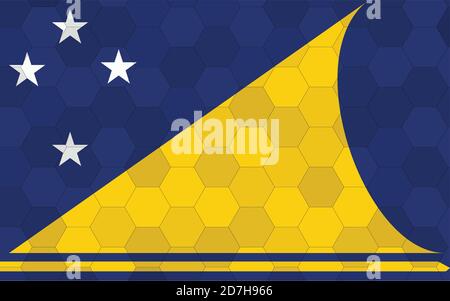 Tokelau flag illustration. Futuristic Tokelauan flag graphic with abstract hexagon background vector. Tokelau national flag symbolizes independence. Stock Vector