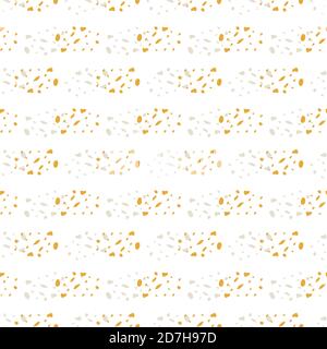 Abstract yellow and white sand grain terrazzo style seamless vector pattern background. Tiny pebble particles create a duotone blended horizontal Stock Vector