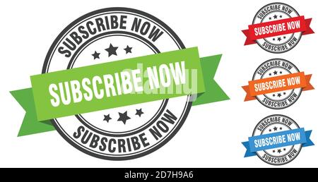subscribe stamp. round band sign set. ribbon label Stock Vector Image ...