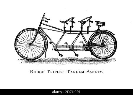 Rudge Triplet [three riders] Tandem Safety bicycle From Wheels and Wheeling; An indispensable handbook for cyclists, with over two hundred illustratio Stock Photo