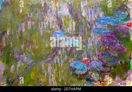 Water Lilies, Reflections of Weeping Willow, Claude Monet, circa 1918, Metropolitan Museum of Art, Manhattan, New York City, USA, North America Stock Photo