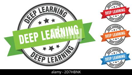 deep learning stamp. round band sign set. ribbon label Stock Vector