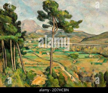 Mont Sainte-Victoire and the Viaduct of the Arc River Valley, Paul Cezanne, 1882-1885, Metropolitan Museum of Art, Manhattan, New York City, USA, Nort Stock Photo