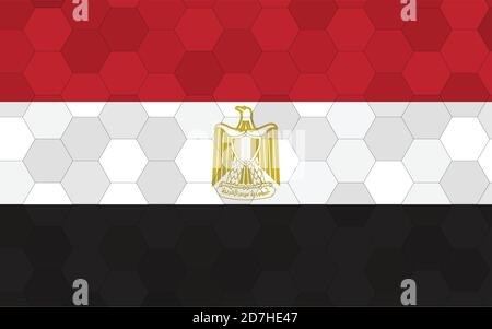 Egypt flag illustration. Futuristic Egyptian flag graphic with abstract hexagon background vector. Egypt national flag symbolizes independence. Stock Vector