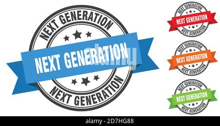 next generation stamp. round band sign set. ribbon label Stock Vector