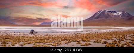 Spectacular sunset over Altiplano, Bolivia Stock Photo