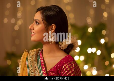 Beautiful woman dressed for diwali Stock Photo