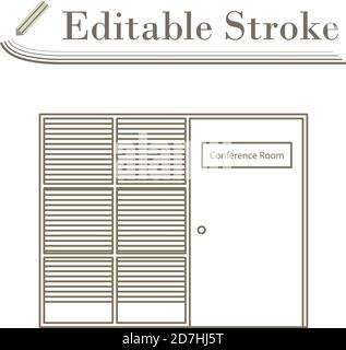 Conference Room Icon. Editable Stroke Simple Design. Vector Illustration. Stock Vector