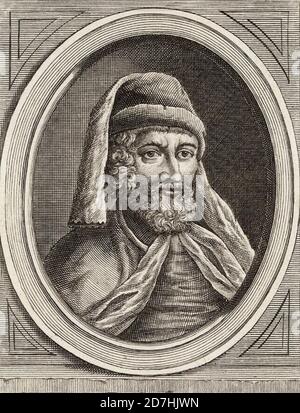 WILLIAM CAXTON (c 1422-c 1491) English merchant who introduced the printing press to England Stock Photo