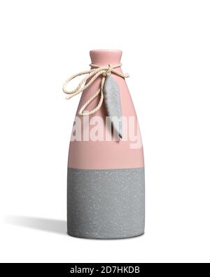 Empty modern pink and gray vase on white background Stock Photo