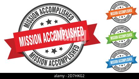 mission accomplished stamp. round band sign set. ribbon label Stock Vector