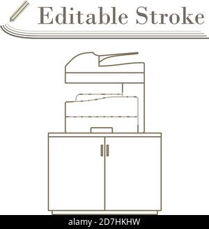 Copying Machine Icon. Editable Stroke Simple Design. Vector Illustration. Stock Vector