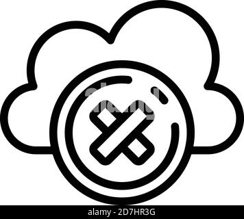 Rejected data cloud icon. Outline rejected data cloud vector icon for web design isolated on white background Stock Vector
