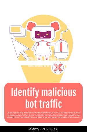 Identity malicious bot poster flat silhouette vector template Stock Vector