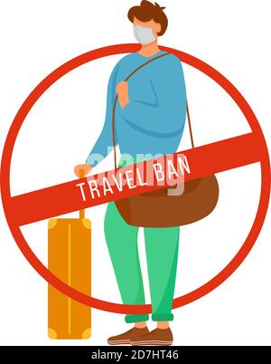 Travel ban flat color vector faceless character Stock Vector