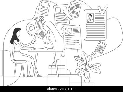 Candidate selection thin line vector illustration Stock Vector