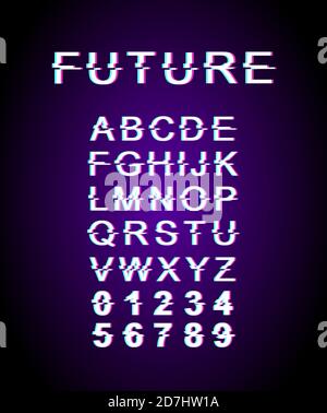 Future glitch font template Stock Vector