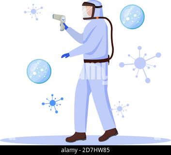 Person in hazard suit flat color vector faceless character Stock Vector