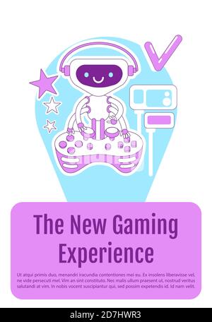 Gamer bot poster flat silhouette vector template Stock Vector