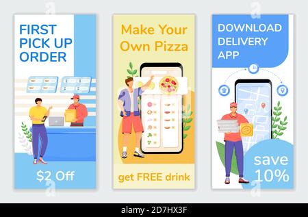 Fast food special offers flyers flat vector templates set Stock Vector