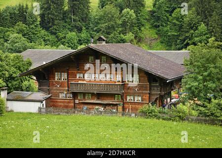 Erlenbach im Simmental village. Canton of Bern. Switzerland Stock Photo