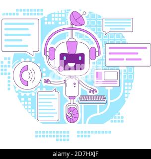Chatbot app thin line concept vector illustration Stock Vector