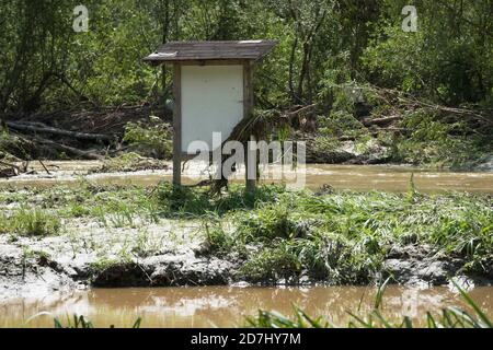 storm damage caused by mudslides, debris and mud after heavy rainfalls Stock Photo