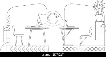 Online connection outline vector illustration Stock Vector