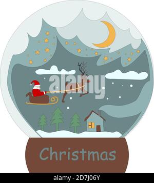 Winter snow globe with Santa Claus best gift for New Year and Christmas Stock Vector