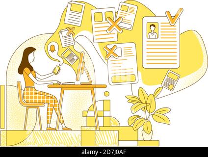 Selecting candidates flat silhouette vector illustration Stock Vector