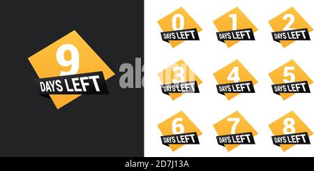 Number days left countdown. Days to go for promotion, sale, landing page, template, ui, web, mobile app, poster, banner, flyer. Vector set number countdown 0 to 9 Stock Vector