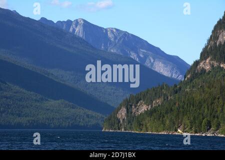 Slocan Lake and the Selkirk Mountains in Valhalla Provincial Park, in the West Kootenay region of British Columbia, Canada. Stock Photo