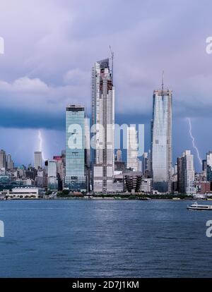 New York Skyline along the Hudson River Stock Photo