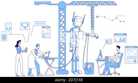Engineering thin line concept vector illustration Stock Vector