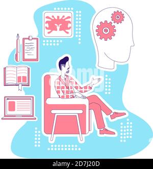 Psychologist thin line concept vector illustration Stock Vector