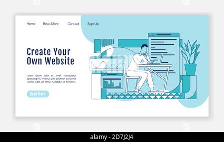 Programming courses landing page flat silhouette vector template Stock Vector